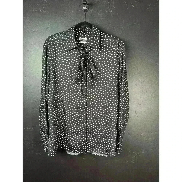 Jason Wu Womens Black Polka Dot Tie Neck Blouse Size 8 Rent the Runway Pre-owned - Picture 1 of 7